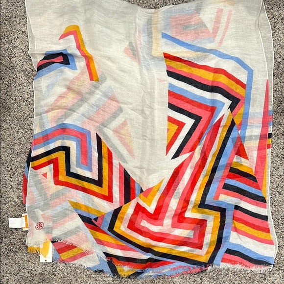 Tory Burch Colorful Geometric Pattern Scarf - Picture 2 of 7
